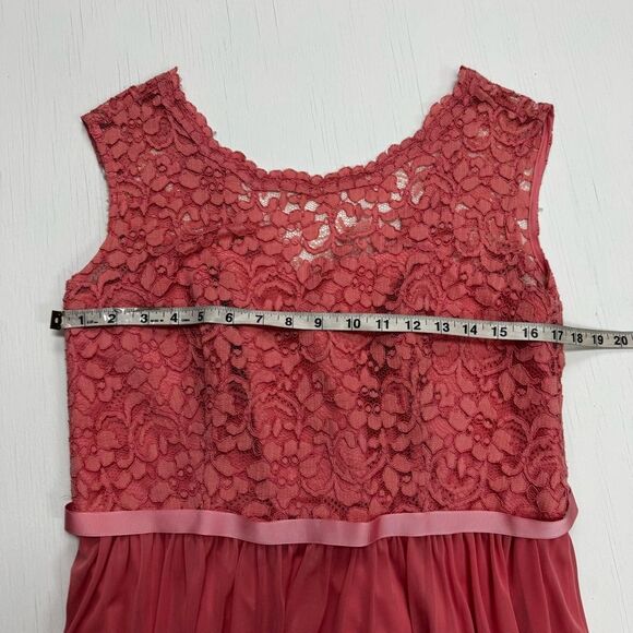 David’s Bridal Short Chiffon Dress Lace Top Size 14 - Picture 6 of 8